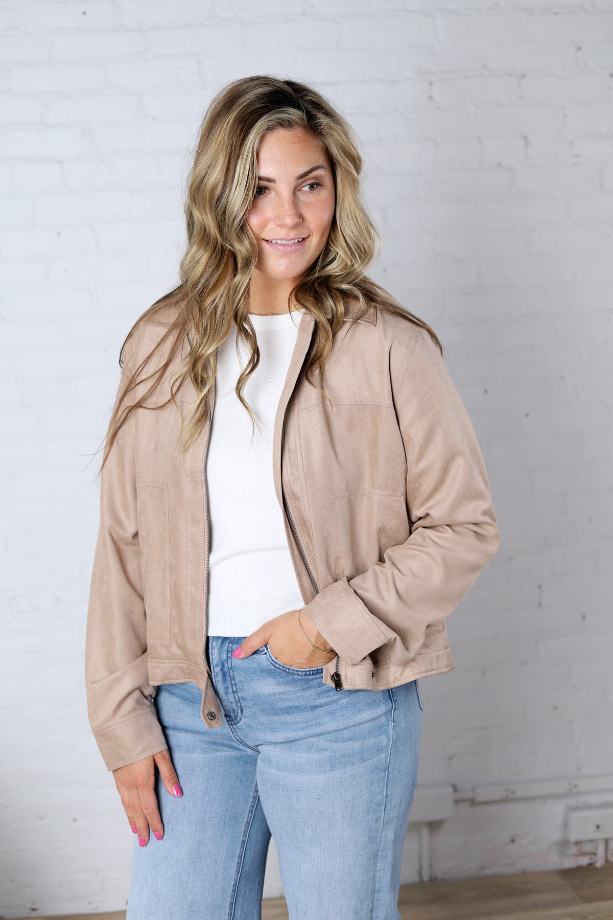 Adelin Suede Feel Jacket - Taupe