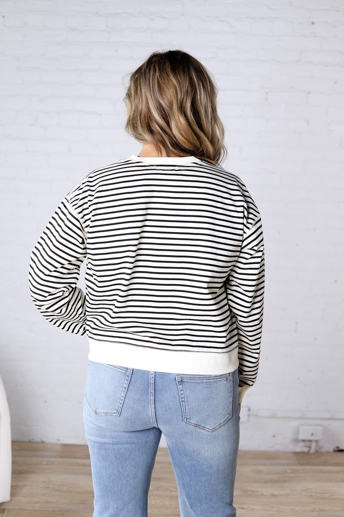 Adeline Striped Knit Cotton Crew Neck