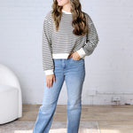 Adeline Striped Knit Cotton Crew Neck