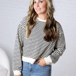Adeline Striped Knit Cotton Crew Neck