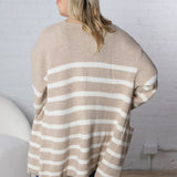 Adira Knitted Stripe Sweater Cardigan