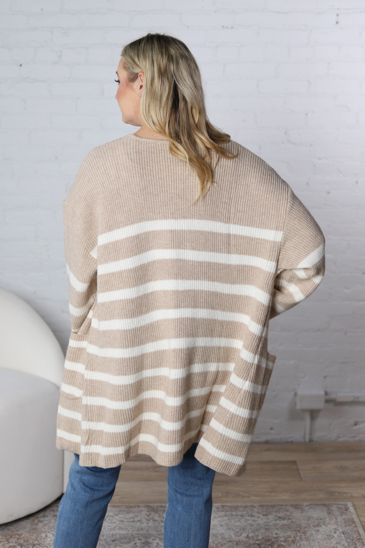 Adira Knitted Stripe Sweater Cardigan