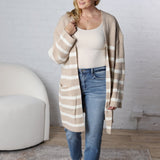 Adira Knitted Stripe Sweater Cardigan