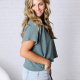 Adley Cotton Slub Oversize Tee - Ash Jade