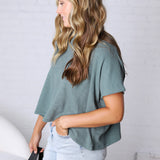 Adley Cotton Slub Oversize Tee - Ash Jade