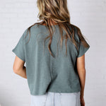 Adley Cotton Slub Oversize Tee - Ash Jade