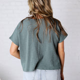 Adley Cotton Slub Oversize Tee - Ash Jade