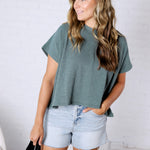 Adley Cotton Slub Oversize Tee - Ash Jade