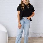 Adley Cotton Slub Oversize Tee - Black
