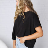 Adley Cotton Slub Oversize Tee - Black