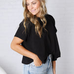 Adley Cotton Slub Oversize Tee - Black