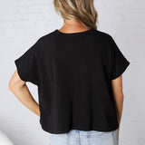 Adley Cotton Slub Oversize Tee - Black