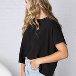 Adley Cotton Slub Oversize Tee - Black FINAL SALE