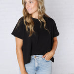 Adley Cotton Slub Oversize Tee - Black