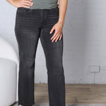 Adnia Mid-Rise Straight Leg Ankle Raw Hem - Mica Denim
