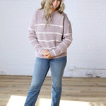 Adria Stripe Drop Shoulder Sweater - Mauve
