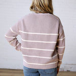 Adria Stripe Drop Shoulder Sweater - Mauve