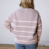 Adria Stripe Drop Shoulder Sweater - Mauve