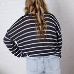Aerin Striped Lightweight Sweater - Navy/White
