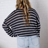 Aerin Striped Lightweight Sweater - Navy/White