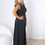 Aimee Flare Scuba Sleeveless Maxi Dress - Navy