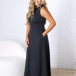 Aimee Flare Scuba Sleeveless Maxi Dress - Navy