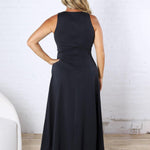 Aimee Flare Scuba Sleeveless Maxi Dress - Navy
