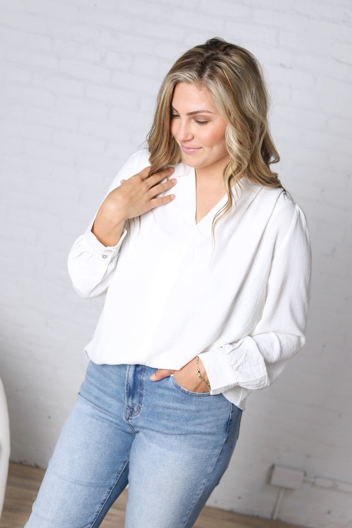 Ainsley Long Sleeve Blouse - White