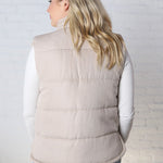 Ainsly Suede-Like Puffer Vest - Beige