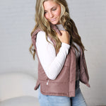 Ainsly Suede-Like Puffer Vest - Cocoa