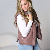 Ainsly Suede-Like Puffer Vest - Cocoa