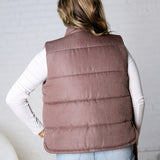 Ainsly Suede-Like Puffer Vest - Cocoa