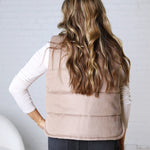 Ainsly Suede-Like Puffer Vest - Mocha