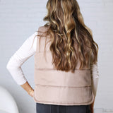 Ainsly Suede-Like Puffer Vest - Mocha