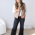 Ainsly Suede-Like Puffer Vest - Mocha