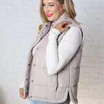 Ainsly Suede-Like Puffer Vest - Pebble