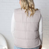 Ainsly Suede-Like Puffer Vest - Pebble