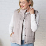 Ainsly Suede-Like Puffer Vest - Pebble