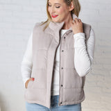 Ainsly Suede-Like Puffer Vest - Pebble