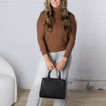 Aislen Turtle Neck Dolman Sleeve Brushed Knit Top - CoCoa