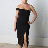 Aivia Front Twisted Midi Dress with High Slit - Final Sale