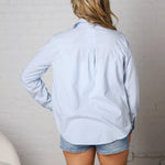 Alaine Stripe Button Down Top - Blueberry FINAL SALE