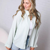 Alaine Stripe Button Down Top - Mint