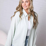 Alaine Stripe Button Down Top - Mint