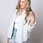 Alaine Stripe Button Down Top - Mint
