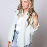 Alaine Stripe Button Down Top - Mint