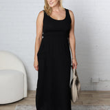 Alani Gauze Midi Dress - Black