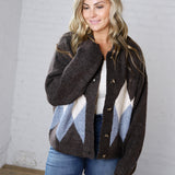Alba Argyle Knit Cardigan - Brown Multi