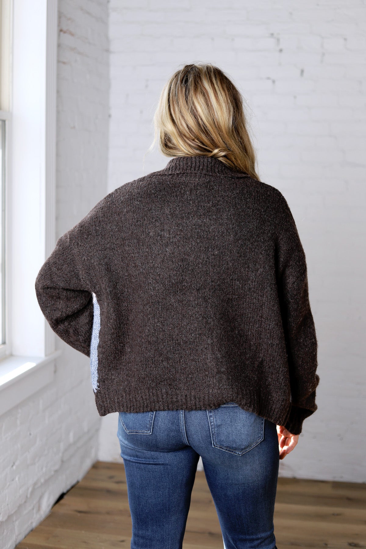 Alba Argyle Knit Cardigan - Brown Multi