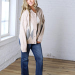 Alba Argyle Knit Cardigan - Sand Multi